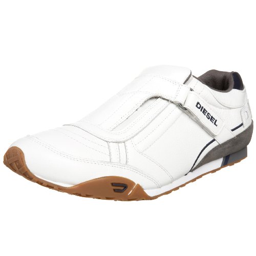 Diesel Men's Keep Velcro Slip On - White Gunmetal - 9 M US