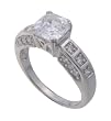 SilverBin Sterling Silver Engagement Style Prong Set Square CZ Ring with Small CZ Accents