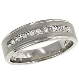 6mm Satin Wedding Band w/ 9 Round Diamonds .09cttw