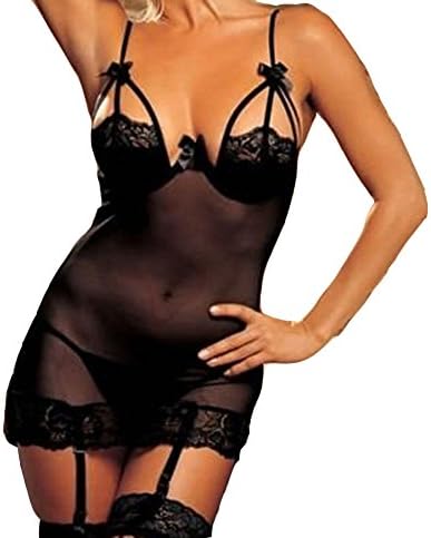 Awisi Women's Lace Elastic Hollow Lace Lingerie With Garter Belt