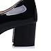 Lucksender Womens Vintage Style Patent Leather Mid Chunky Heel Lace Up Oxford Shoes