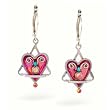 Pink Judaic Star and Heart Earrings