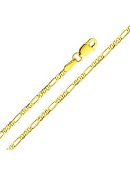 14K Yellow Gold 2mm Figaro Chain Necklace with Lobster Claw Clasp - 20" Inches