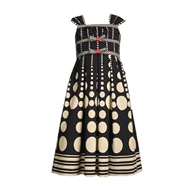 Bonnie Jean Girls PLUS Size NAVY BLUE & WHITE GRADED DOT BORDER EMPIRE WAIST DRESS