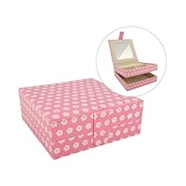 Pink Leather Flower Motif Jewelry Box 7
