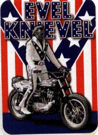 Cover image : Evel Knievel - On Motorcycle with Stars & Stripes - Sticker / Decal (Bike Daredevil)