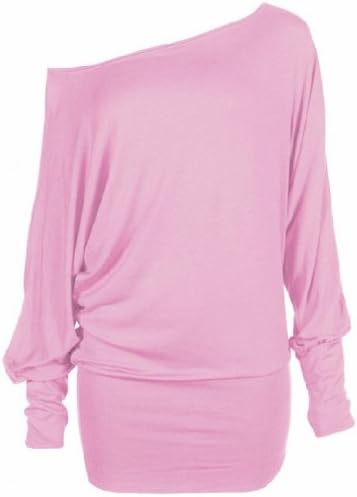 Funky Boutique Womens PLUS SIZE Batwing Top Plain Long Sleeve Off Shoulder Big Size Tshirt Top 16-26