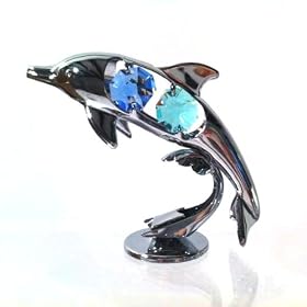 CRYSTOCRAFT DOLPHIN ORNAMENT WITH SWAROVSKI CRYSTALS