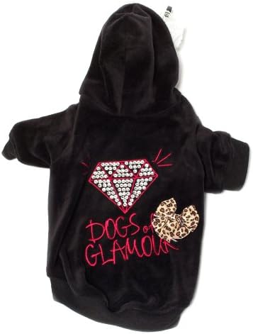 Dogs of Glamour Girly Diamond Hoodie, Small, Black