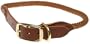 AKC Leather & Rope Dog Collar, 21-24-Inch, Brown