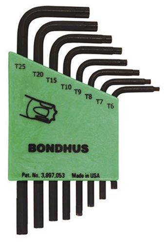 Bondhus 31732 Set of 8 Star L-wrenches, Short Length, sizes T6-T25