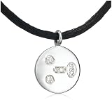 14k White Gold Diamond Surprised Emoticon Disk Necklace (.05 cttw), 17