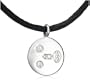 14k White Gold Diamond Surprised Emoticon Disk Necklace (.05 cttw), 17"