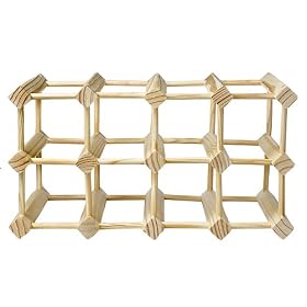 12 Bottle Solid Pine Wine Rack  Beige by Organize.com