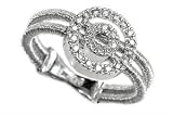 18K White Gold Hand-Woven Double-Strand Mesh Ring, Enhanced with Open-Circle Pave Set Diamonds.
