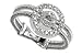 Jewelry : 18K White Gold Hand-Woven Double-Strand Mesh Ring, Enhanced with Open-Circle Pave Set Diamonds.