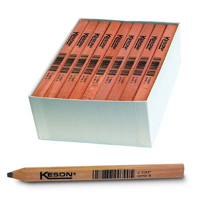 Keson LP72R 72-pack Industrial-Grade Carpenter Pencils with Flat Lead, Red