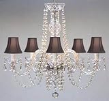 AUTHENTIC ALL CRYSTAL CHANDELIER WITH BLACK SHADES! A46-BLACKSHADES/380/5