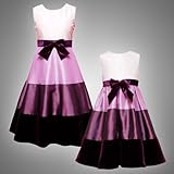 Size-2T RRE-48501H PURPLE IVORY COLORBLOCK SHANTUNG VELVET Special Occasion Flower Girl Holiday Pageant Party Dress,H748501 Rare Editions GIRLS