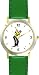 Golfer Preparing to Tee Off - Golf Theme - WATCHBUDDY&Acirc;&reg; DELUXE TWO-TONE THEME WATCH - Arabic Numbers - Green Leather Strap-Size-Large ( Men's Size or Jumbo Women's Size )