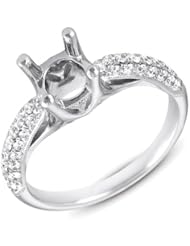 14K White Gold 0.54cttw Round Diamond Semi Mount Engagement Ring