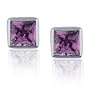 14k White Gold Princess-cut Amethyst Earrings