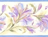 Violet and Blue Lily Wallpaper Border