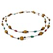 Handmade Olive Wood Wrap Around Necklace with Natural Olive Wood Beads and Multi-Colored Beads