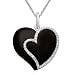 Sterling Silver Heart Onyx with Diamond Studded Heart Pendant, 18