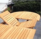 7 PC Teak Outdoor Patio - 94 Double Extension Oval Table, 6 Reclining Chairs