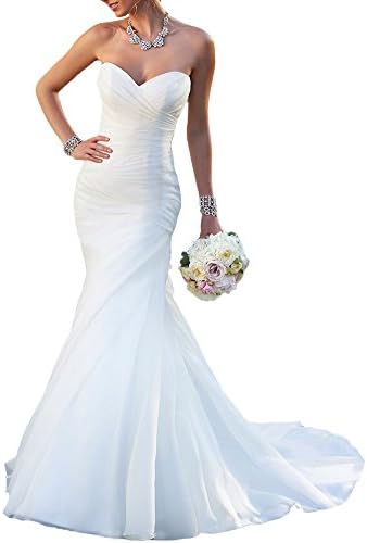 Ankang Women's Gorgeous 2016 Newest Sweetheart Mermaid Wedding Dresses for Bride (16, White)