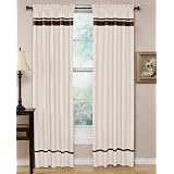SpaCollectionCurtainsWhiteandChocolateStripeSetof2WindowPanelsCoveringsTreatments
