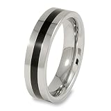 Polished Tungsten Carbide Ring with Black Resin Inlay (6.0 mm) - Sizes 8-13