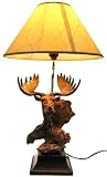 Rustic Moose Heads Table Lamp Nature Cabin