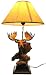 Rustic Moose Heads Table Lamp Nature Cabin