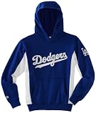 MLB Boys' Los Angeles Dodgers Lil Captain Hooded Fleece Pullover (Deep Royal/White, X-Large)