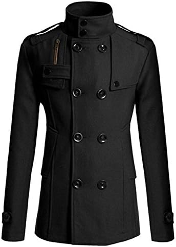 New Men Double Breasted Trench Pea Coat Jacket Overcoat Coat Tops Outwear 4color (XXL(US L), black)