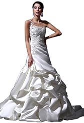One Shoulder Evening Dress/Wedding Dress  with a Court Train 