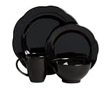 Waechtersbach Petal Black 16-Piece Dinnerware Set, Service for 4