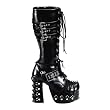 4 1/2 Inch Gothic Boots Lace Up Boots With Buckles Studs Black Sexy Boots Chunky Heel