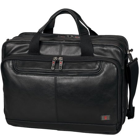 Victorinox Swiss Army Architecture 2.0 Parliament Leather Expandable Brief w/ Removable Laptop Sleeve