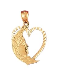 Dazzlers Solid 14k Gold Moon In Heart Charm Pendant Available in three colors from jewelsberry (weights: 1.2 grams only)