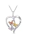 Sterling Silver with Pink and Yellow Gold Plated Diamond Heart and Butterfly Pendant Necklace, 18