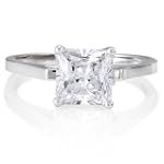 Sterling Silver Princess Cubic Zirconia CZ Solitaire Ring - Women's Valentine Engagement Ring Size 9