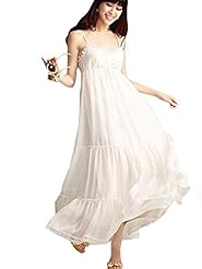 V-neck Chiffon/Polyester Lace Summer Sleeveless Maxi Dress 