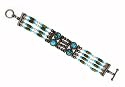 Turquoise Native Indian Cabochon Marble Stone and Beads Toggle Clasp Bracelet
