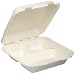 Stalkmarket 100% Compostable Sugar Cane Fiber Hinged Container, 3-Compartment, 200-Count Case