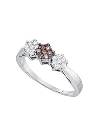 0.26CT COGNAC DIAMOND FLOWER RING