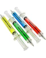 Lot Of 12 Assorted Color Syringe Shot Design Pens