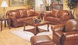 100% ITALIAN LEATHER SOFA SET*SADDLE BROWN*NAILHEADS
